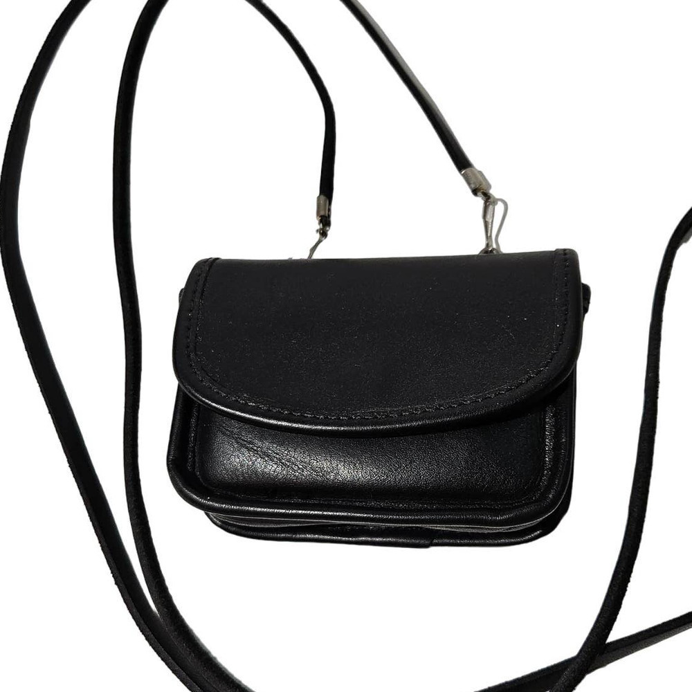 Vintage Coach Convertible Coin Card‎ Wallet Belt Crossbody Strap Black Leather